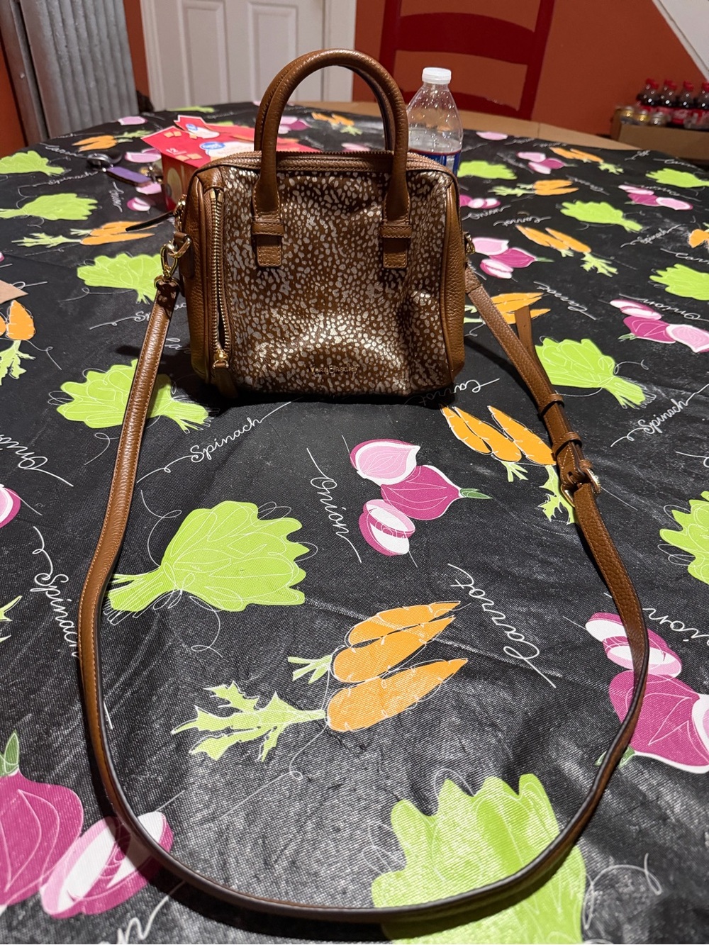 Vera Bradley Brown and Gold Leopard-Print Mini Crossbody